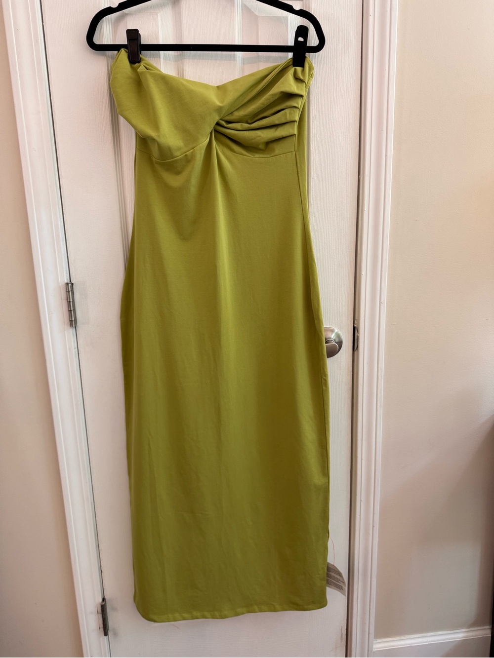 ASOS Twist Bodice Bandeau Bodycon Strapless Midi/Maxi Dress Sz 10 Lime Green NWT - Picture 4 of 9